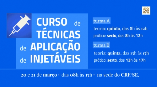CRF/SE realiza Curso de Aplicação de Injetáveis 